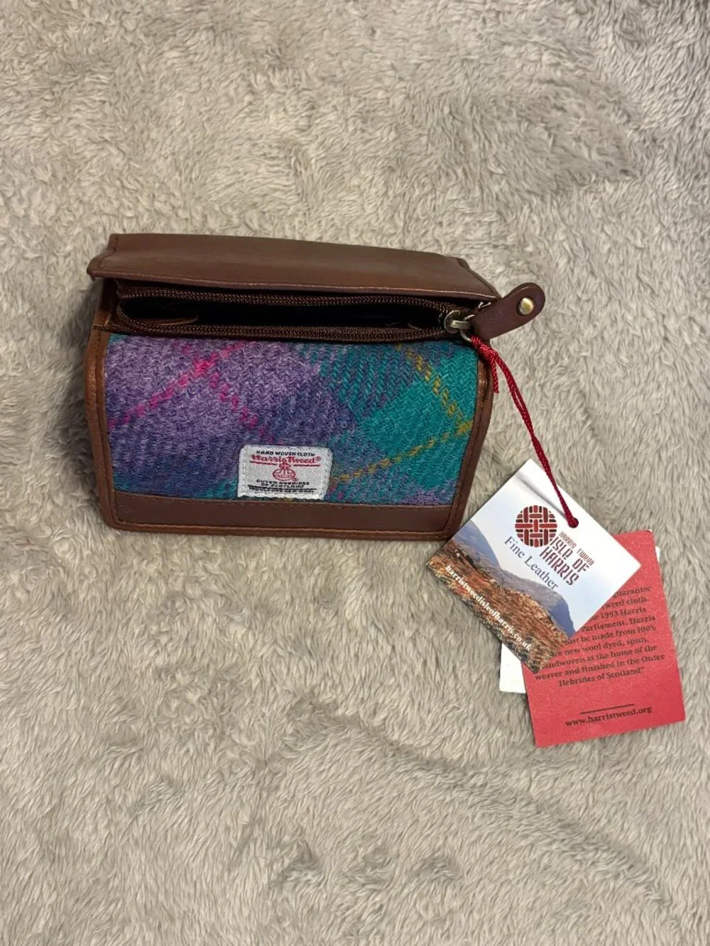 Harris Tweed Barra Purse Wallet A0222 | NWT | Genuine Leather & Authentic Harris